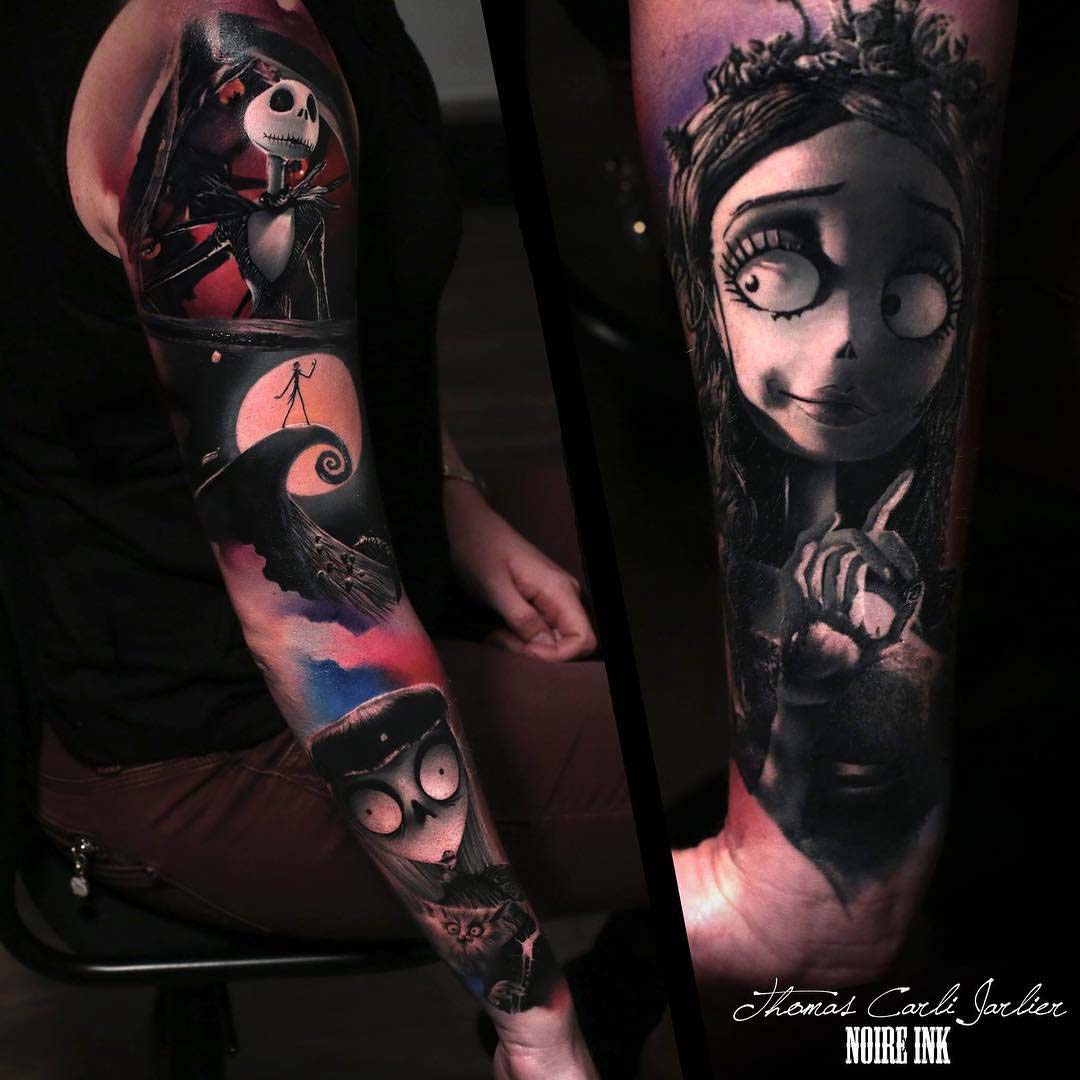 Stunning Nightmare Before Christmas Tattoo Sleeves